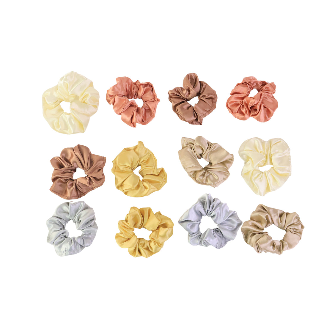 Premium Satin Hair Scrunchies  Elastic Hair Ties For Women  Girls (12 Pc)